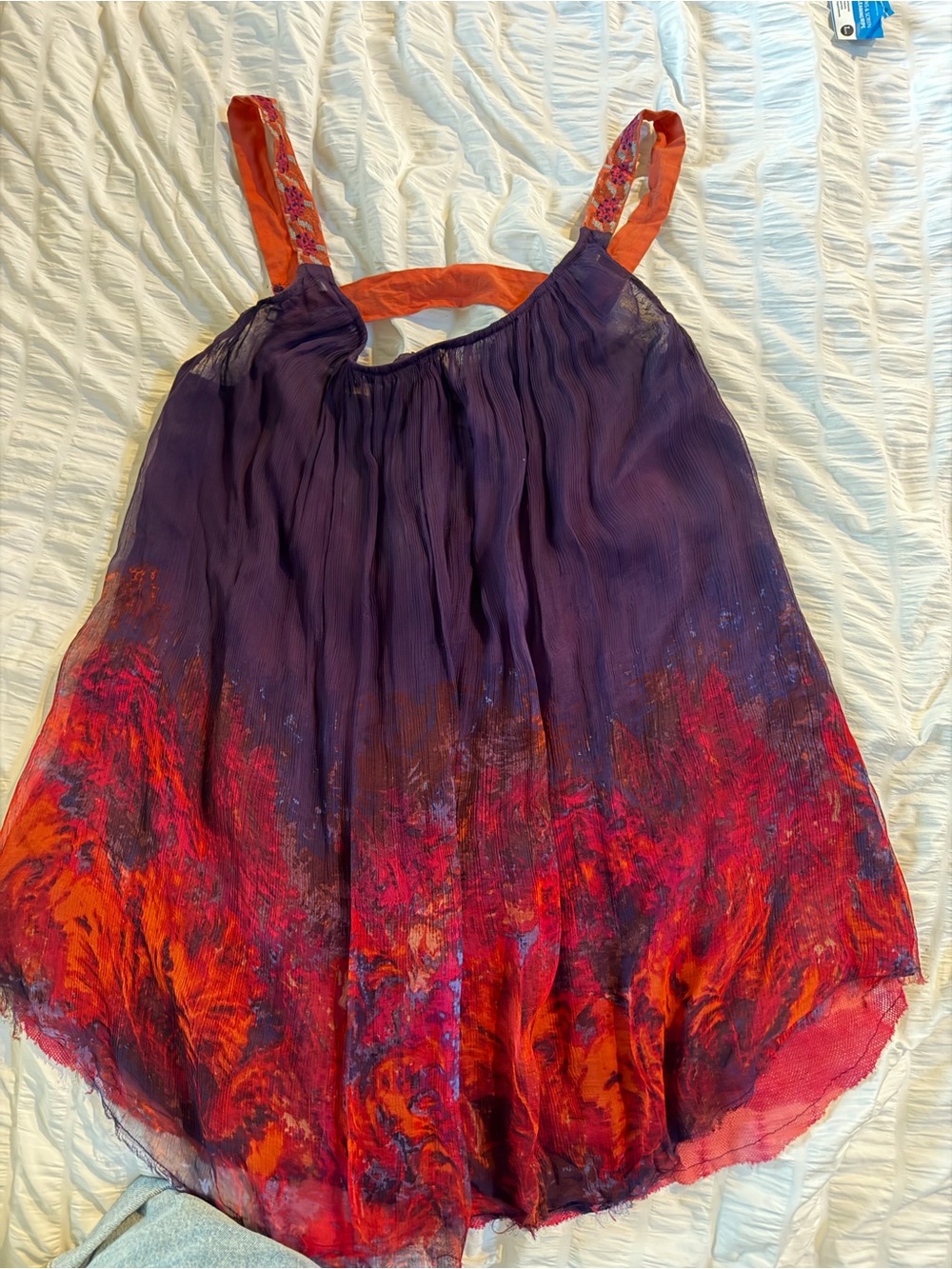 Free People Purple and Red Orange Floral Camisole